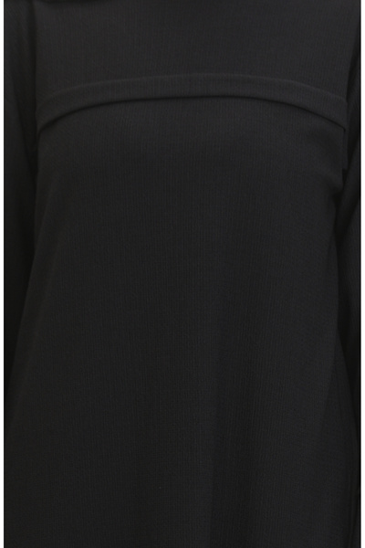 sefamerve Bürümcük Kumaş Önü Şeritli Tunik 5105-01 Siyah