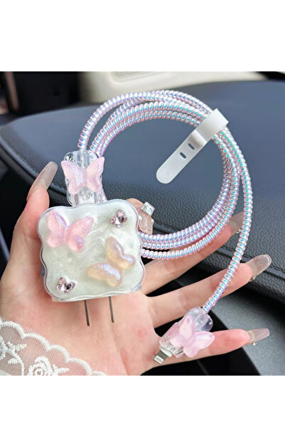 KVK PRİVACY 18W/20W/25W Uyumlu Şarj Kılıfı – Örme Kablo Toparlayıcı, Kablo Ko...