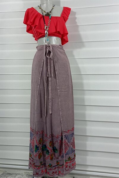 Bohem Stil Otantik Nakış İşlemeli Harem Şalvar Bulmaca Pantolon(103 CM)