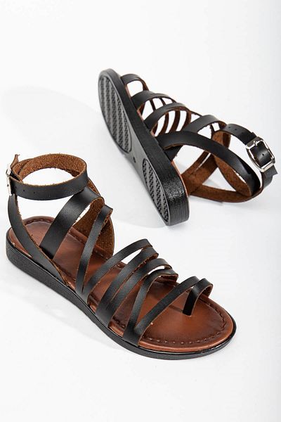 Ccway Women's Sandals Black Skin