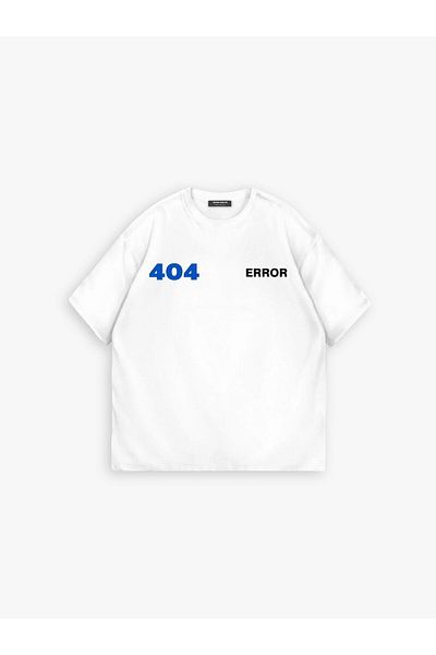 ablukaonline Λευκό ανδρικό μπλουζάκι Oversize - Error 404 Print, Two Thread