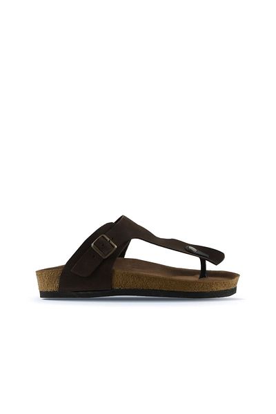 Bueno Shoes Γυναικείες δερμάτινες σαγιονάρες Nubuck - Καφέ 05wt101