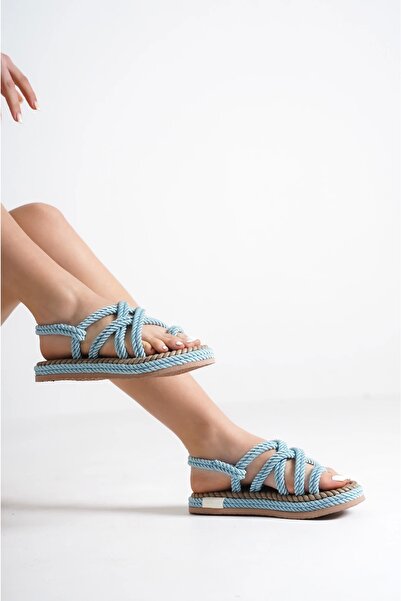 Moda Değirmeni Baby Blue Women's Flip Flops Sandals
