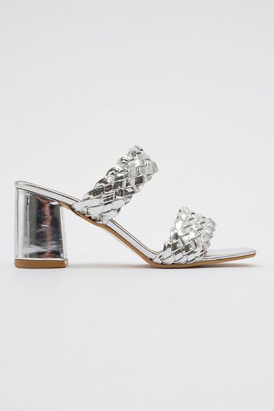 Ccway Stiletto de damă cu oglindă argintie cu vârf ascuțit