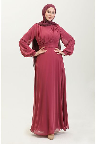sefamerve Rochie de seara plisata cu prune deschise - 5422-16
