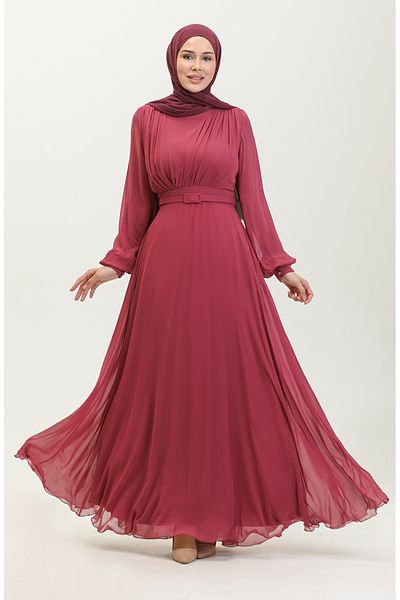 sefamerve Rochie de seara plisata cu prune deschise - 5422-16