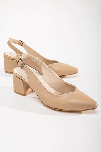 Ccway Dámské boty na podpatku s otevřenými zády 41-42 Nude Skin