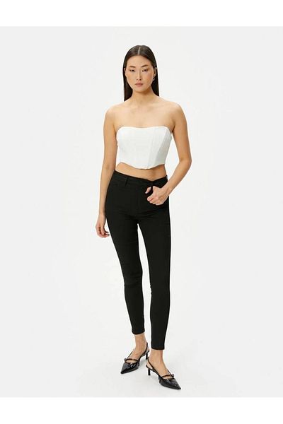 Koton Skinny Fit Jeans Flexibler hoher Bund Enganliegender Beinausschnitt Slim Fit Tasche - Carmen Jean
