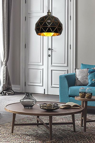 Bamyum Lily Black Single Chandelier Pendant Lamp Cafe Restaurant Boutique Living Room Kitchen Table Hallway Chandeliers