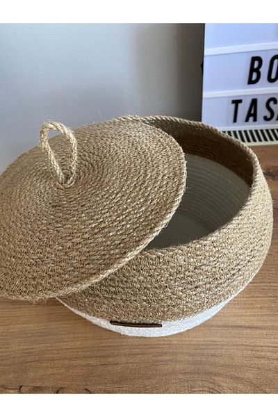 Zuviel Deco Organizator de coșuri din răchită împletită Tress cu capac