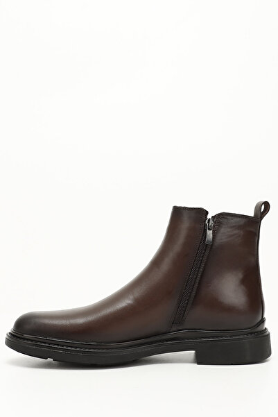 GÖNDERİ(R) Ανδρικές μπότες Chelsea από γνήσιο δέρμα με φερμουάρ αντίκες καφέ