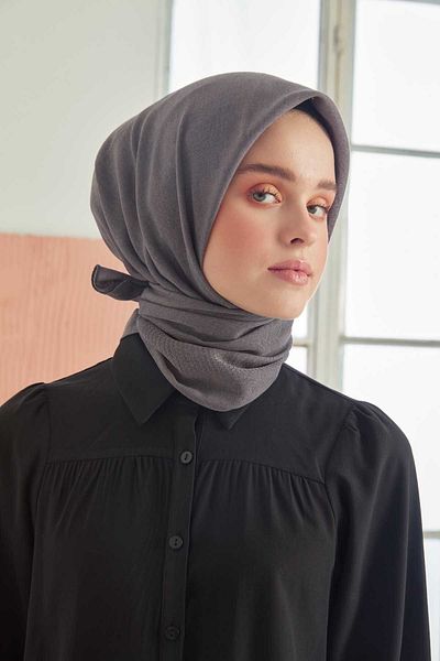 MİRAY Βαμβακερό κασκόλ Miray Plain - Mink 2