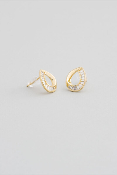 So CHIC... Zarif Işıltı 18 Ayar Sarı Altın Kaplama Gümüş Trapez Küpe