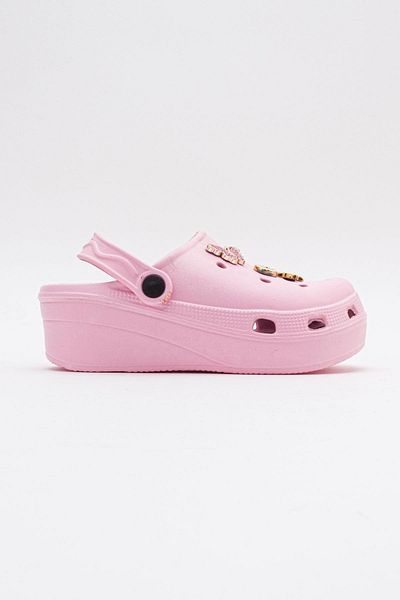 Ccway Thick Sole Women's Sabo Slippers with Accessories Powder