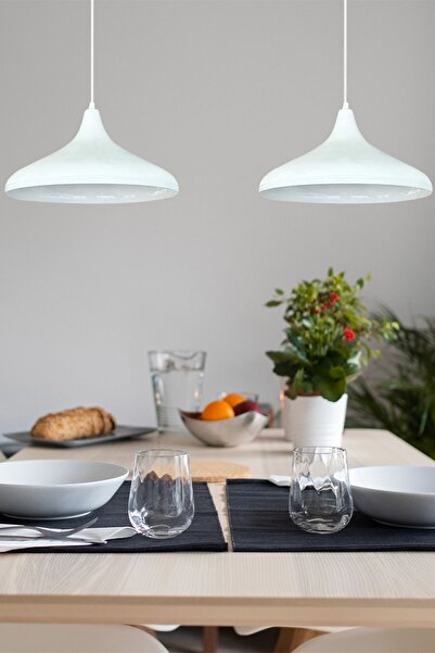 Bamyum Ikili Champion Beyaz İç Beyaz Sarkıt Lamba Yemek Masası Oturma Odası Mutfak Salon Otel Café