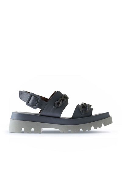 Bueno Shoes Sandale de damă din piele albastră cu toc pană - 01wu7300