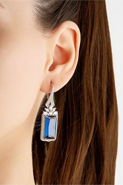 So CHIC... Safir Masalı 18 Ayar Beyaz Altın Kaplama Gümüş Renkli Taşlı Küpe