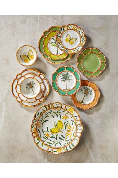 CHIARA ALESSI Bamboo Green White Melamine Breakfast Plate 23 Cm