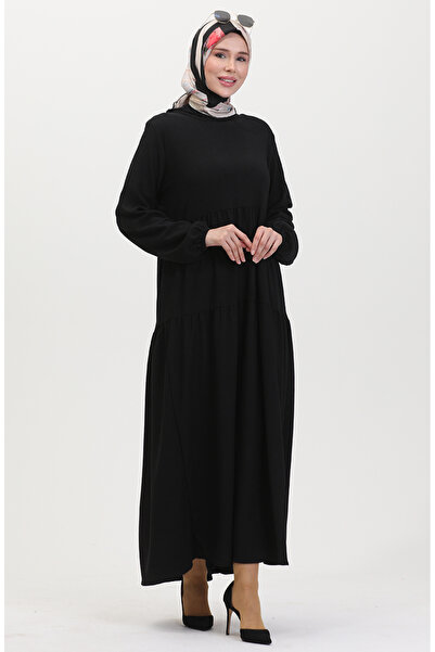 sefamerve Burümcük látkové šaty se stahovací šňůrkou 1048-01 černé