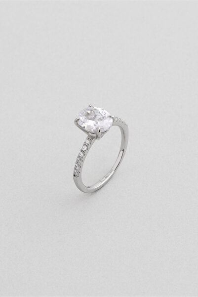 So CHIC... İlk Aşk 18 Ayar Beyaz Altın Kaplama Gümüş Tektaş Yüzük