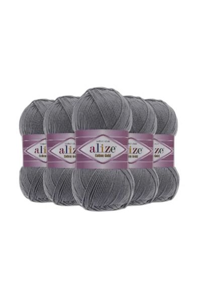 Alize Βαμβακερό χρυσό πλεκτό νήμα Amigurumi 5 πακέτο (5x100 GR) 87 Charcoal Grey