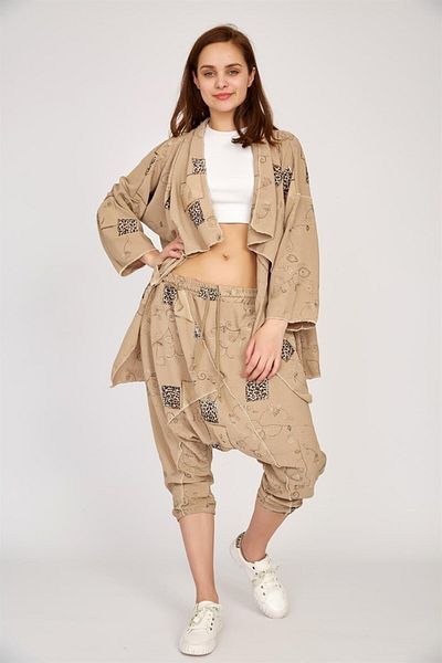 Bohem Stil Boho Salwar Trousers Asymmetrical Jacket Set
