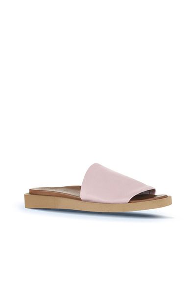 Bueno Shoes Papuci de damă din piele roz - Design plat 01wq9103