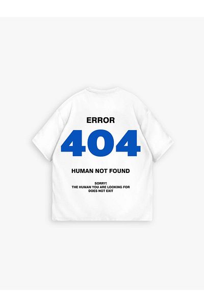 ablukaonline Λευκό ανδρικό μπλουζάκι Oversize - Error 404 Print, Two Thread