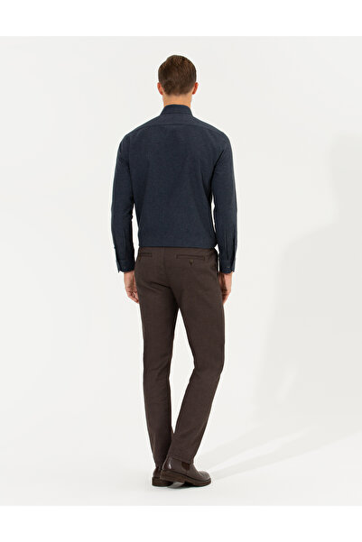 Pierre Cardin Kahverengi Regular Fit Çizgili Kanvas Pantolon 50259717-VR029