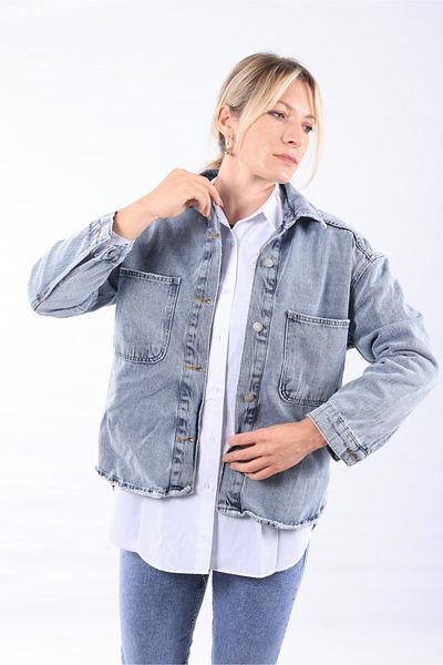 NEVEGE BUTİK DETALET DE LUCRU FEMEI Cămașă ZR JEANS-albastru deschis