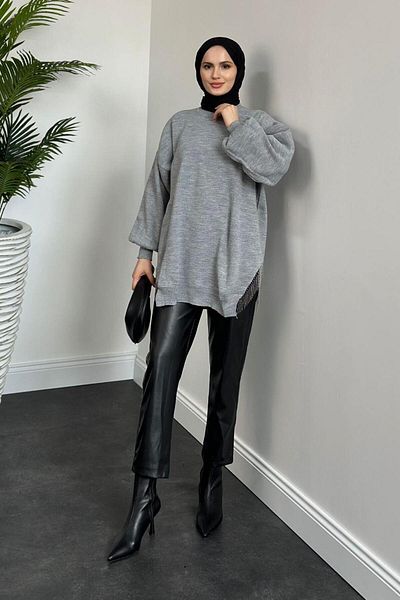 MERVEN AKYÜZ Gray Knitwear Tunic - Semi Chained