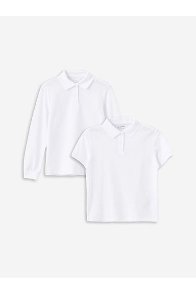 LC Waikiki Tricou de bază pentru fete LCW Polo Neck 2buc