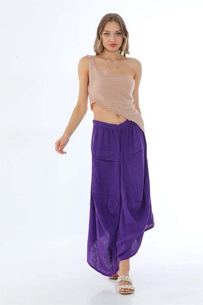Bohem Stil Pantaloni largi din in italian cu buzunare (INTRE MASURI 36-48)