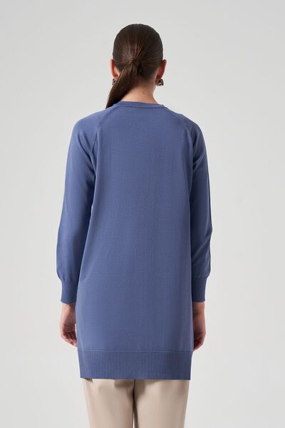 Nuss Ινδιγκό Μερσεριζέ Πλεκτό Ζακέτα - Μοντέλο 1111