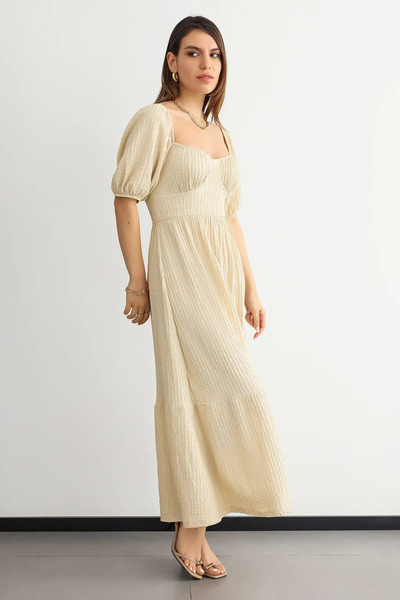 Hiccup Muslin Bağcıklı Maxi Elbise