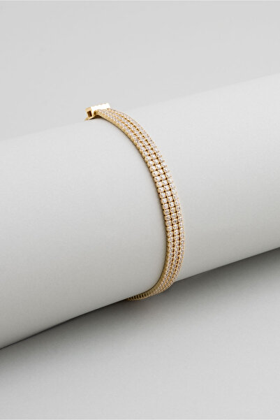 So CHIC... Su Yolu 18 Ayar Sarı Altın Kaplama Gümüş Ayarlanabilir Üçlü Bileklik