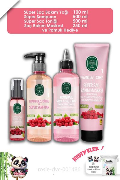 Eyüp Sabri Tuncer 4-Piece Raspberry Vinegar Hair Special Care Set