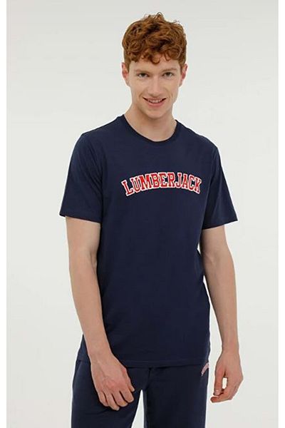 lumberjack ml Weneg-b 11ıd53 bleumarin tricou cu mânecă scurtă pentru bărbați Tricou bărbați albastru bleumarin