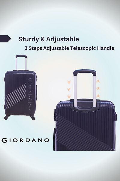 Giordano Logo Series Medium Suitcase Navy, ABS HardShell Lightweight Durable Secure Number Lock.
