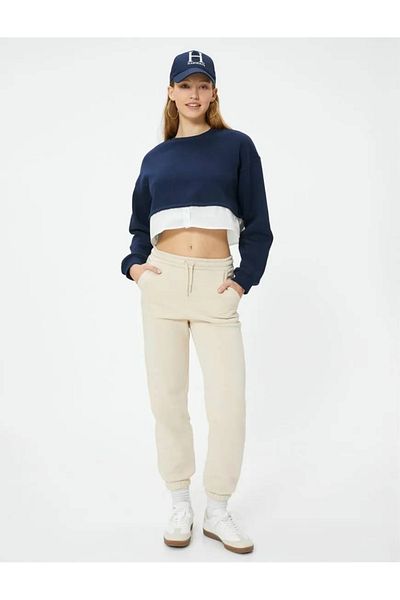Koton Raised Jogger-Jogginghose mit Schnürung, Taille und Taschen