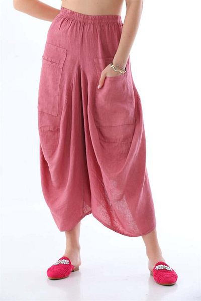 Bohem Stil Pantaloni largi din in italian cu buzunare (INTRE MASURI 36-48)