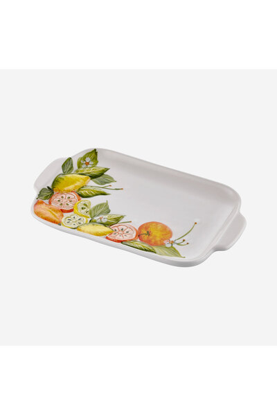 Edelweiss ITALY Limone E Arancia Turuncu Sarı Seramik Servis Tabağı 16X26 Cm