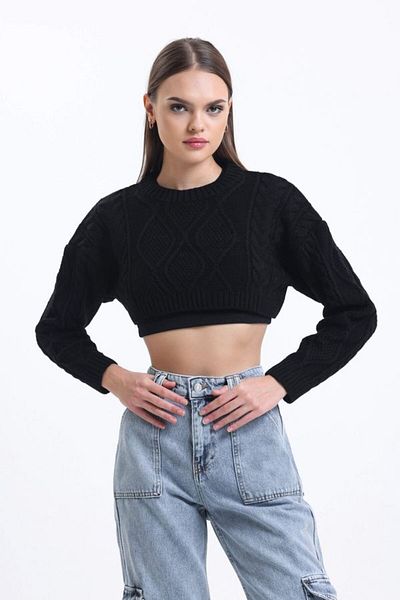 Hiccup Pulover scurt tricot cu fir cu gât plat