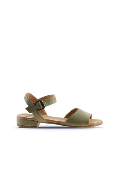 Bueno Shoes Sandale plate din piele kaki pentru femei - 01wu3101