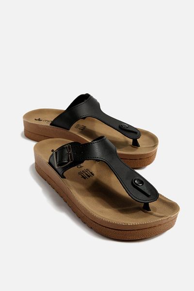 Ccway Papuci negri pentru femei - Flip Flops Skin