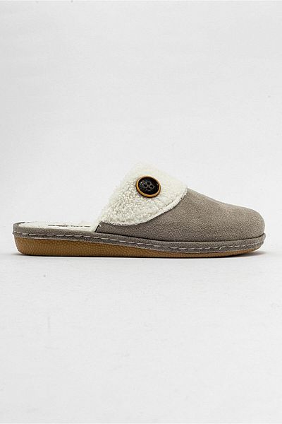 Ccway Non-Slip Women's Fur Lined House Slippers Gray