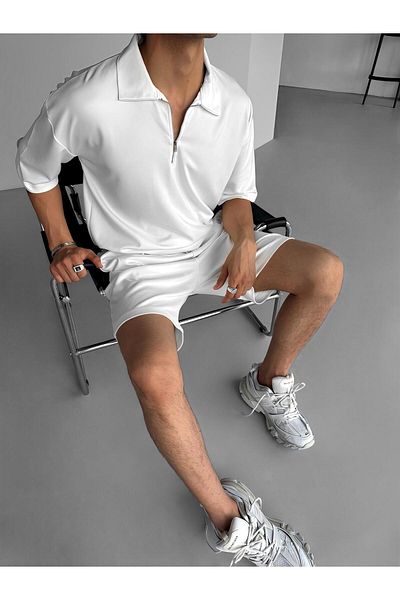 ablukaonline T-Shirt oversize polo-neck με φερμουάρ για άνδρες