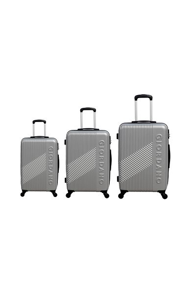 Giordano Logo Series Luggage Set of 3 Silver,ABS Hardshell Lightweight Durable Secure Number Lock.