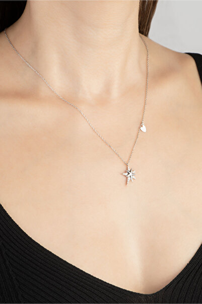 So CHIC... Maia Aşk Yıldızı 18 Ayar Beyaz Altın Kaplama 47 Cm Gümüş Kolye