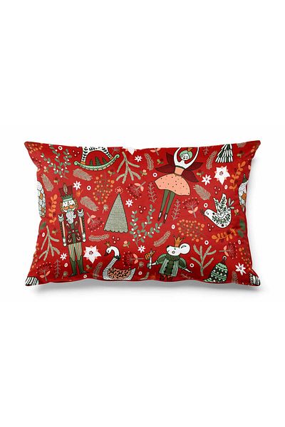 Pilloveland Rectangular Ballerina Christmas Patterned Double Sided Printed Suede Throw Pillow Cover - New Year - Christmas